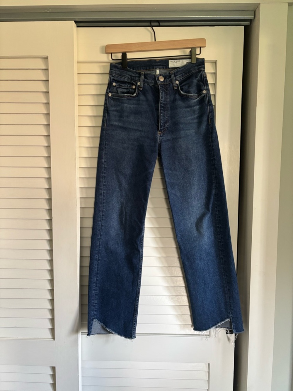 rag & bone Harlow blue straight leg step hem jeans
